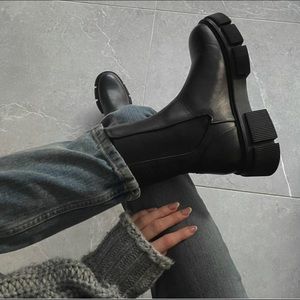 Zara Lug Sole Low Heel Boot NWT